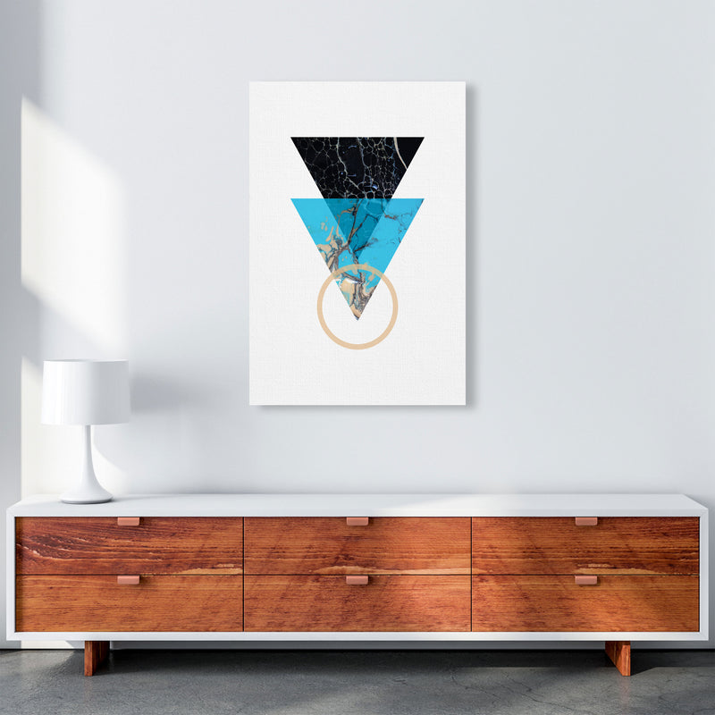 Blue Sand Abstract Triangles Modern Print A1 Canvas