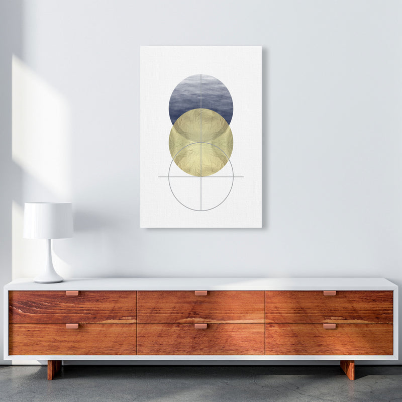 Navy And Gold Abstract Circles Modern Print A1 Canvas