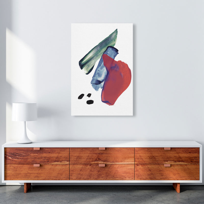 Red And Blue Mixed Watercolour Abstract Modern Print A1 Canvas