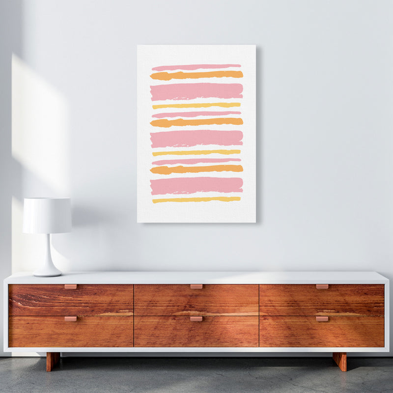 Pink Contrast Abstract Stripes Modern Print A1 Canvas