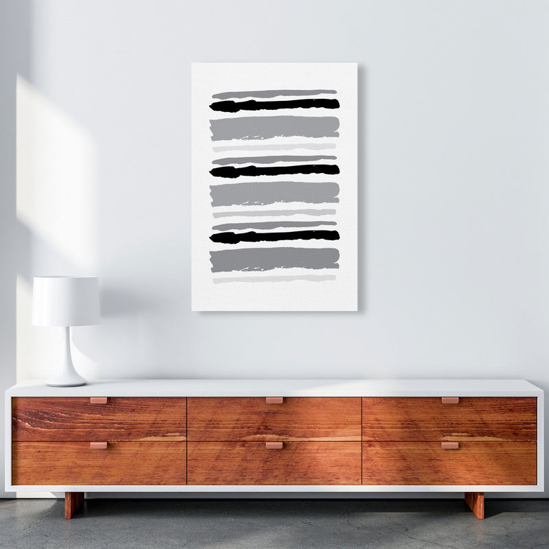 Black Contrast Abstract Stripes Modern Print A1 Canvas