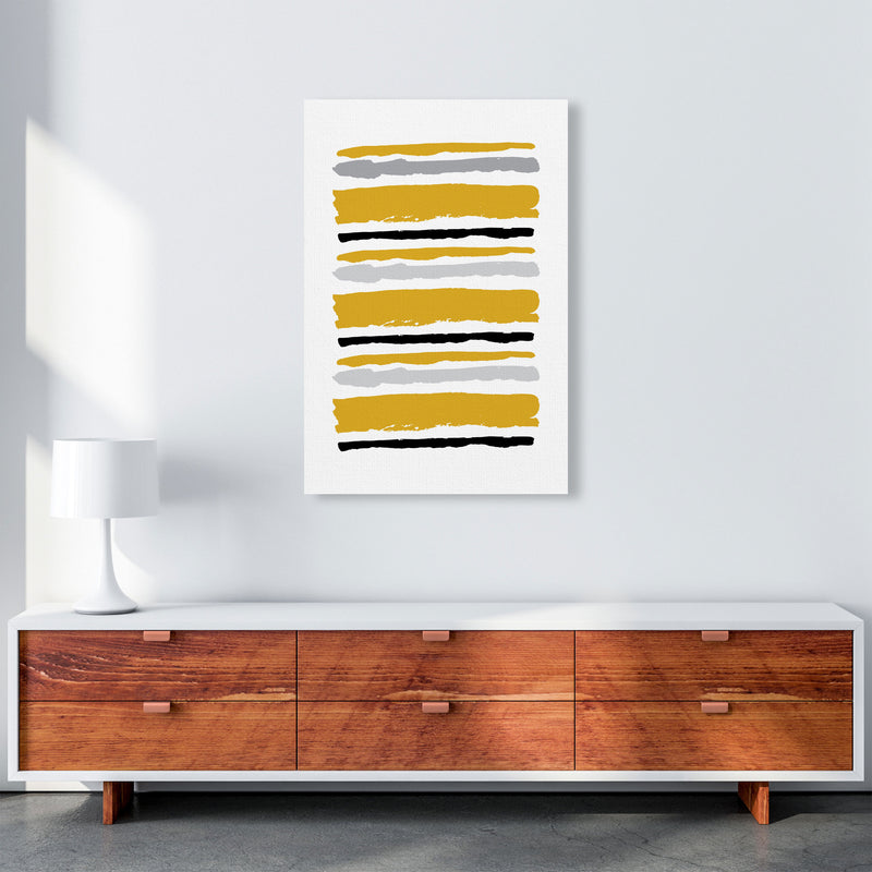 Mustard Contrast Abstract Stripes Modern Print A1 Canvas