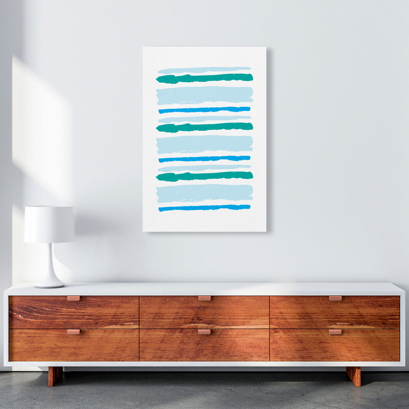 Blue Contrast Abstract Stripes Modern Print A1 Canvas