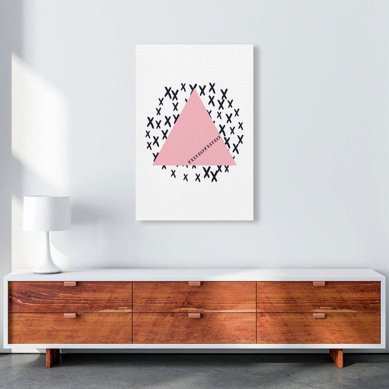 Pink Triangle With Crosses Abstract Modern Print A1 Canvas