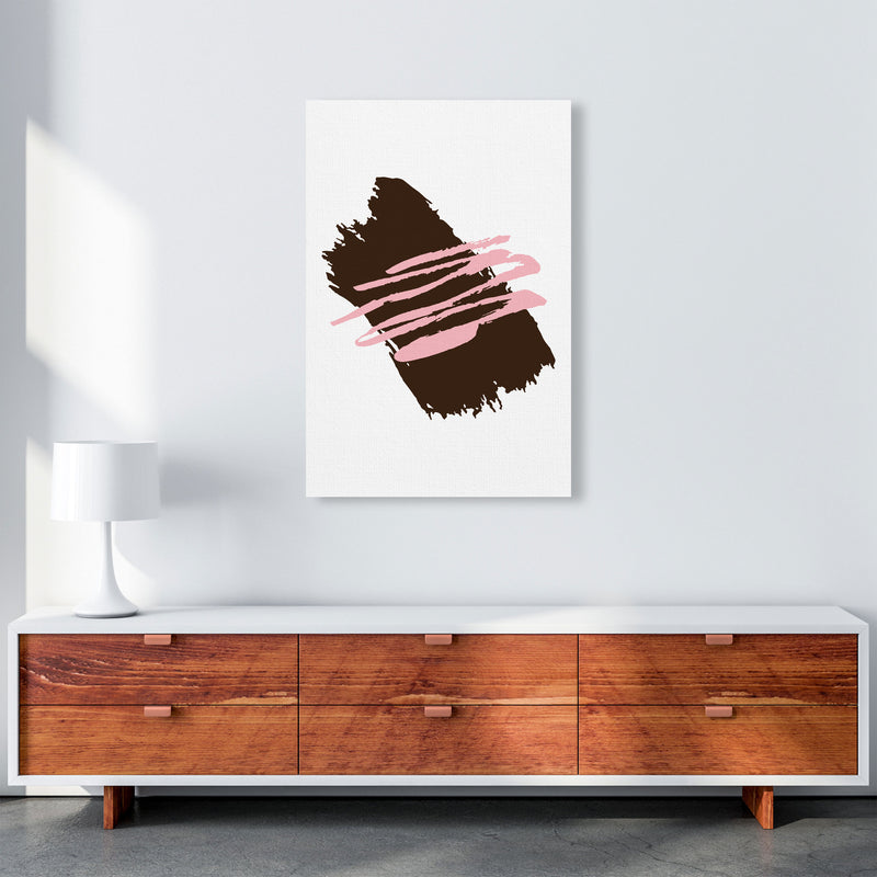 Black Jaggered Paint Brush Abstract Modern Print A1 Canvas