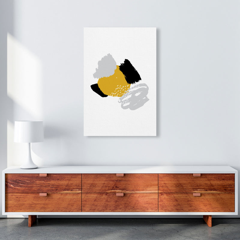 Mustard And Black Mismatch Abstract Modern Print A1 Canvas