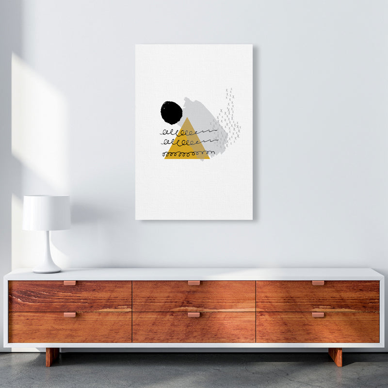 Mustard And Black Mountain Sun Abstract Modern Print A1 Canvas