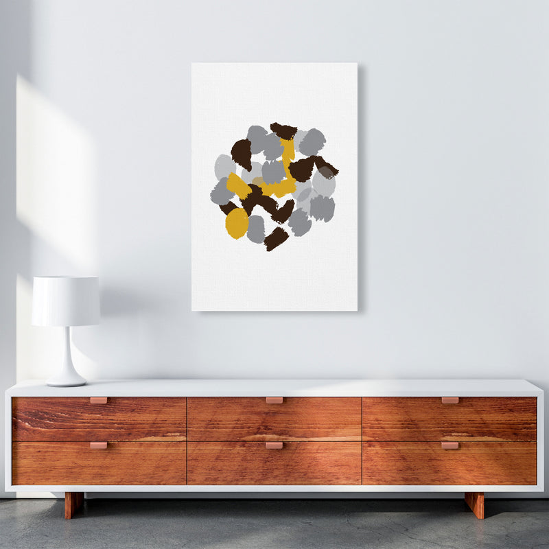 Mustard Abstract Paint Splodge Modern Print A1 Canvas