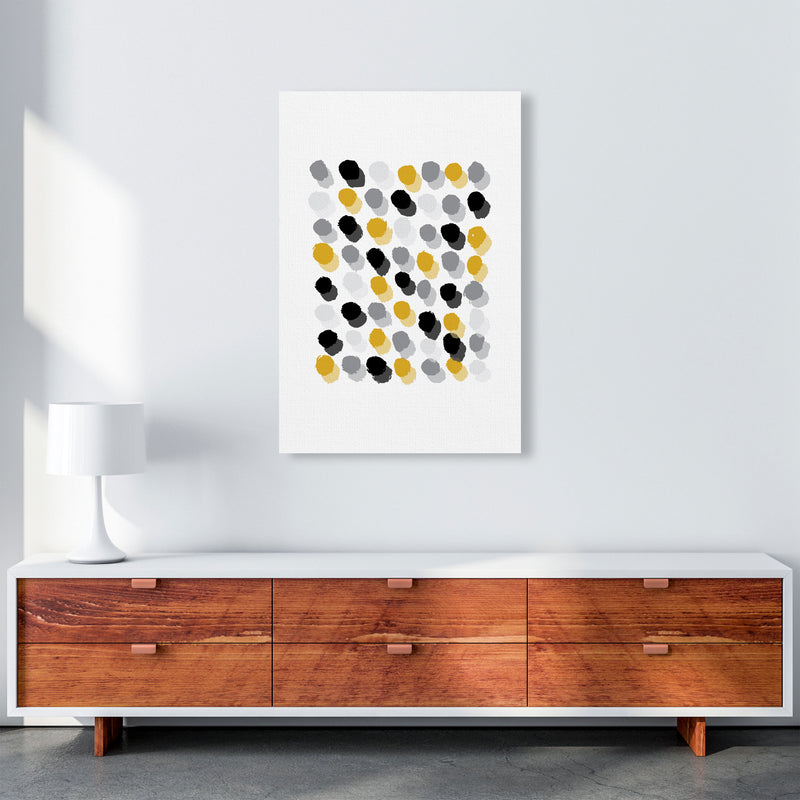 Mustard Polka Dots Abstract Modern Print A1 Canvas