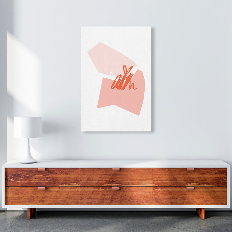 Pink And Coral Abstract Shapes Modern Print A1 Canvas