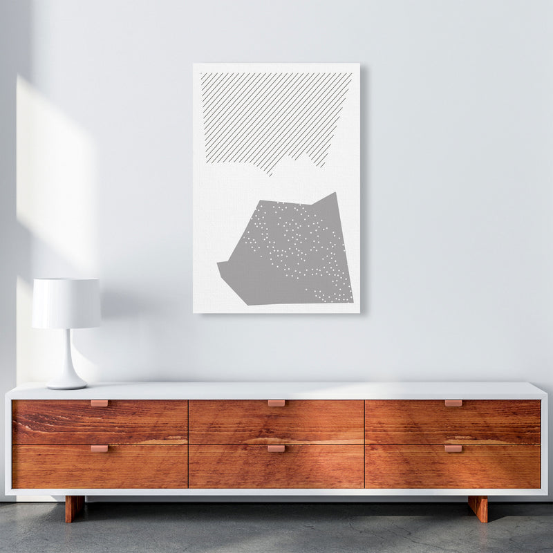 Grey Top And Bottom Abstract Modern Print A1 Canvas