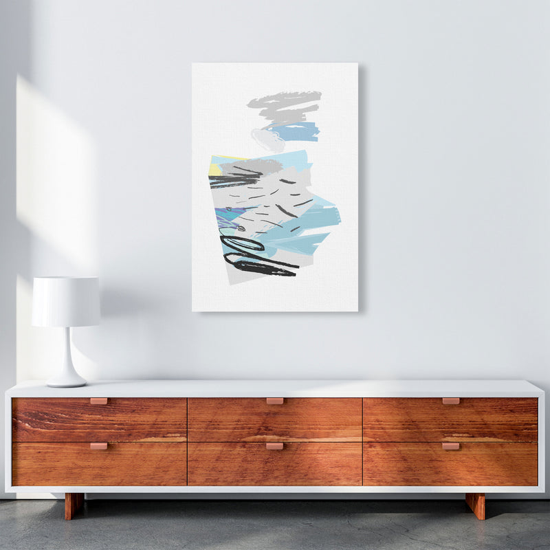 Blue And Grey Abstract Drawings Modern Print A1 Canvas