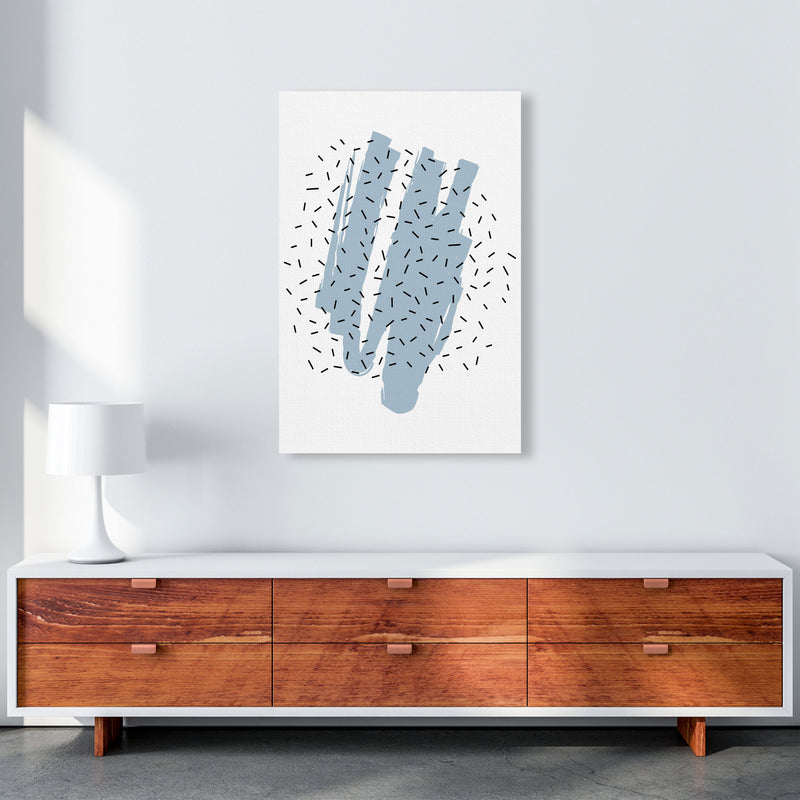 Blue Paint With Black Polka Abstract Modern Print A1 Canvas