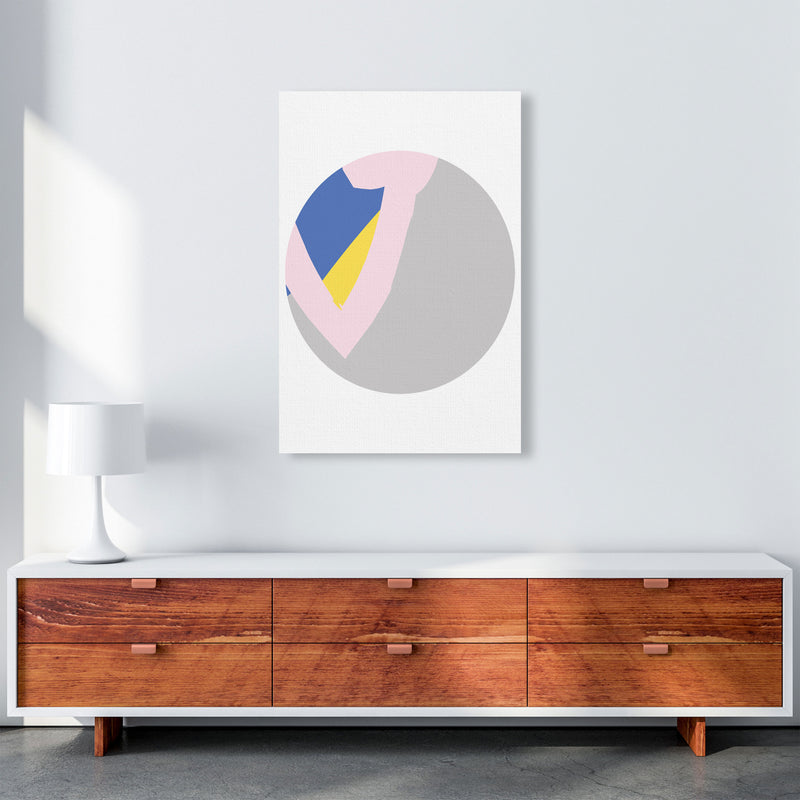 Grey, Pink And Navy Abstract Circle Modern Print A1 Canvas