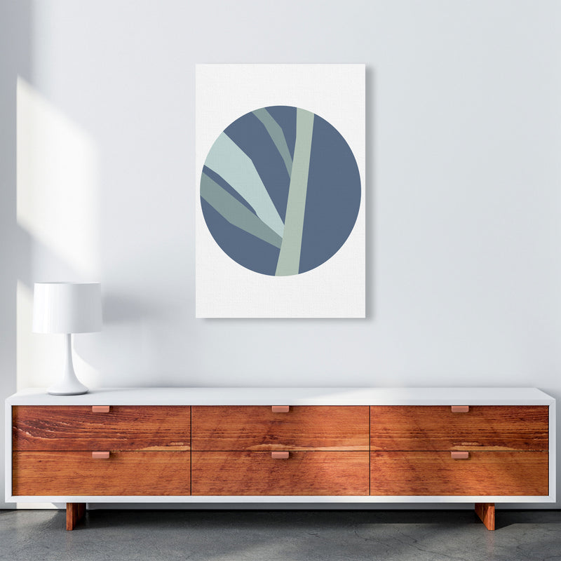 Navy Abstract Circle With Branches Modern Print A1 Canvas