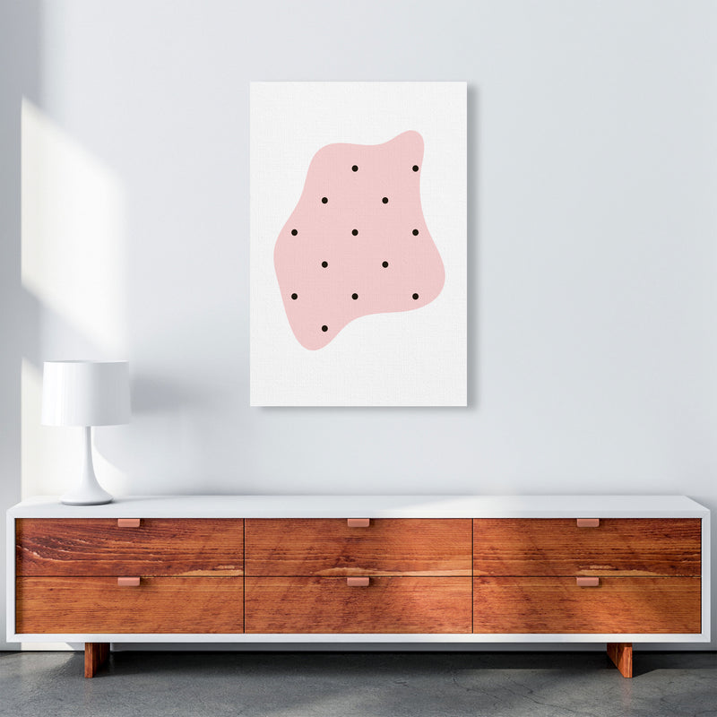 Abstract Pink Shape With Polka Dots Modern Print A1 Canvas