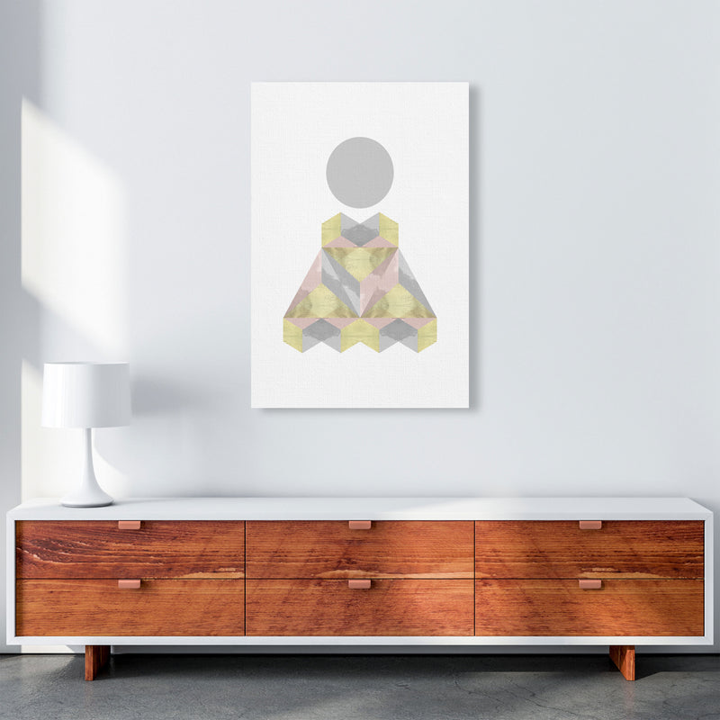 Gold, Pink And Grey Abstract Shapes Modern Print A1 Canvas