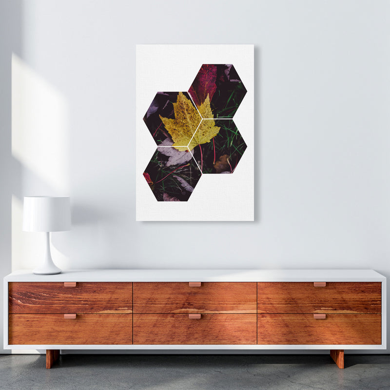 Leaf And Grass Abstract Hexagons Modern Print A1 Canvas