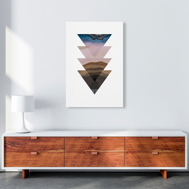 Pastel And Sand Abstract Triangles Modern Print A1 Canvas