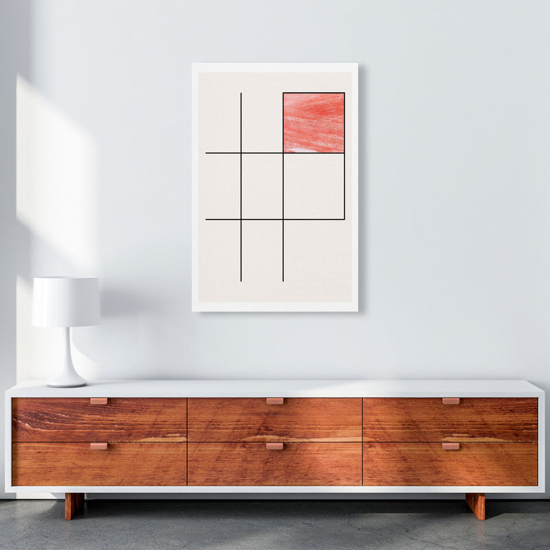 Abstract Red Crayon Geo 3 Modern Print A1 Canvas