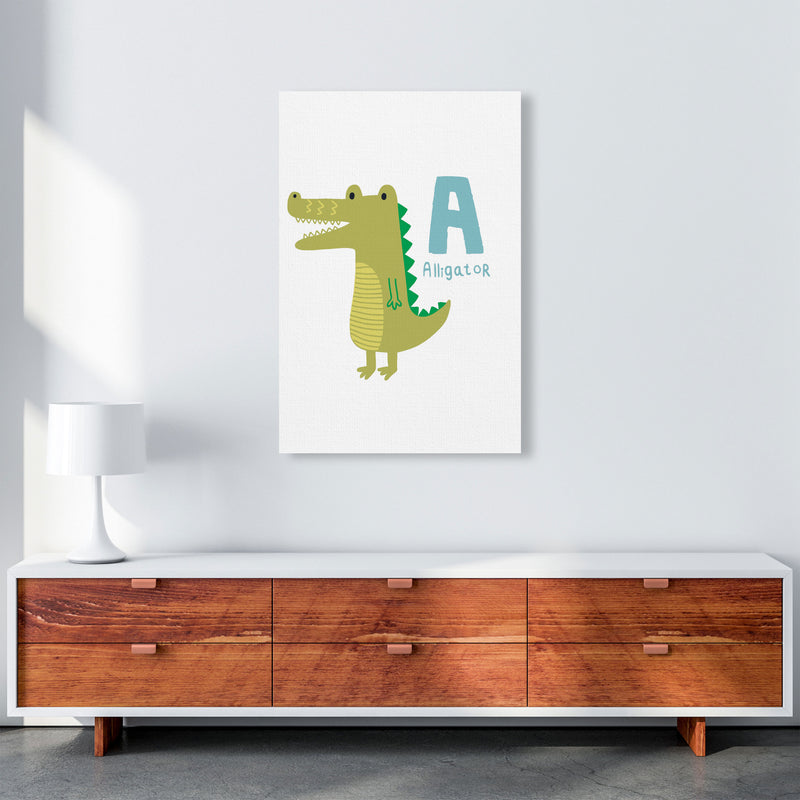 Alphabet Animals, A Is For Alligator Framed Nursey Wall Art Print A1 Canvas