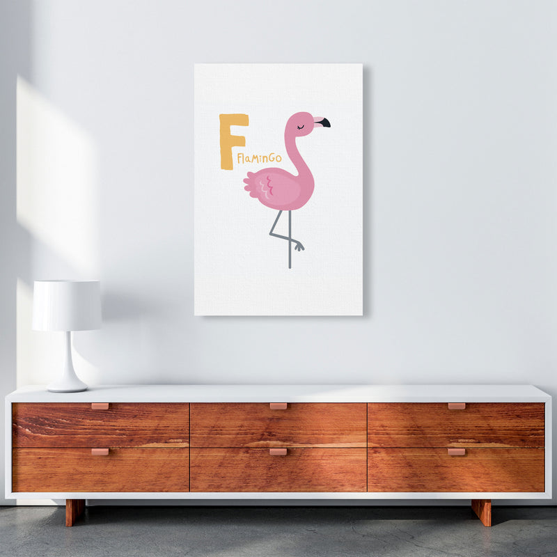 Alphabet Animals, F Is For Flamingo Framed Nursey Wall Art Print A1 Canvas