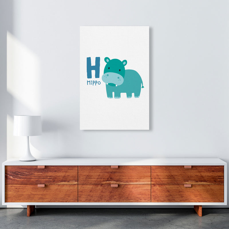 Alphabet Animals, H Is For Hippo Framed Nursey Wall Art Print A1 Canvas