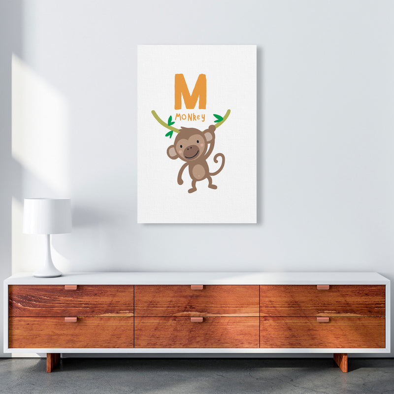 Alphabet Animals, M Is For Monkey Framed Nursey Wall Art Print A1 Canvas