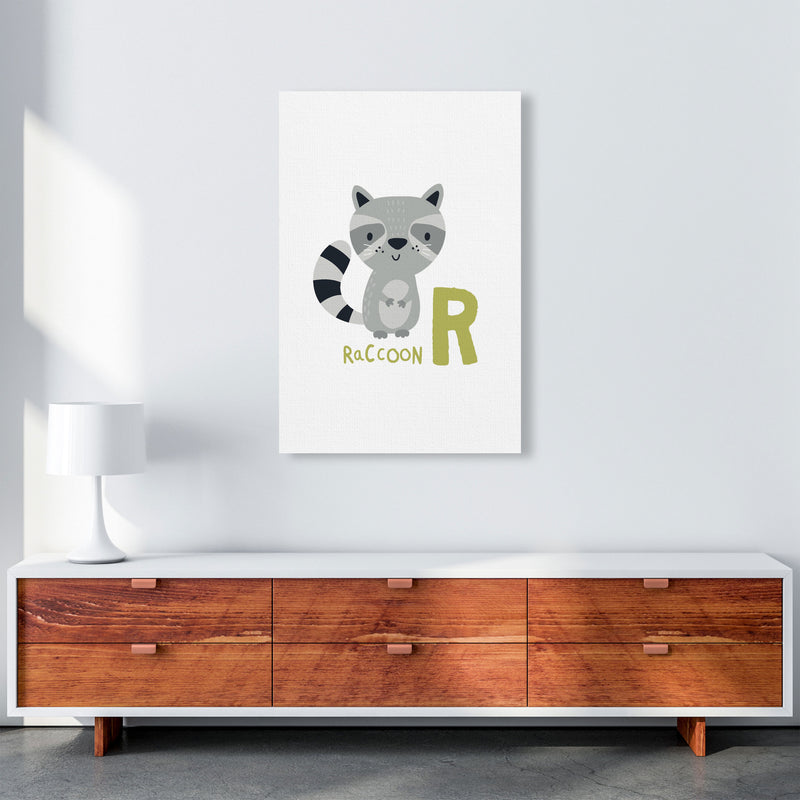 Alphabet Animals, R Is For Raccoon Framed Nursey Wall Art Print A1 Canvas