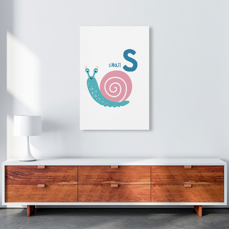 Alphabet Animals, S Is For Snail Framed Nursey Wall Art Print A1 Canvas