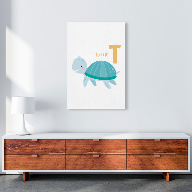 Alphabet Animals, T Is For Turtle Framed Nursey Wall Art Print A1 Canvas