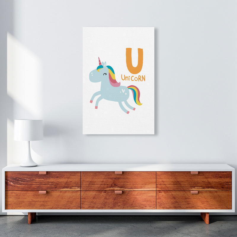 Alphabet Animals, U Is For Unicorn Framed Nursey Wall Art Print A1 Canvas