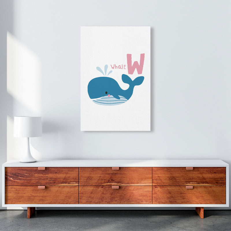 Alphabet Animals, W Is For Whale Framed Nursey Wall Art Print A1 Canvas
