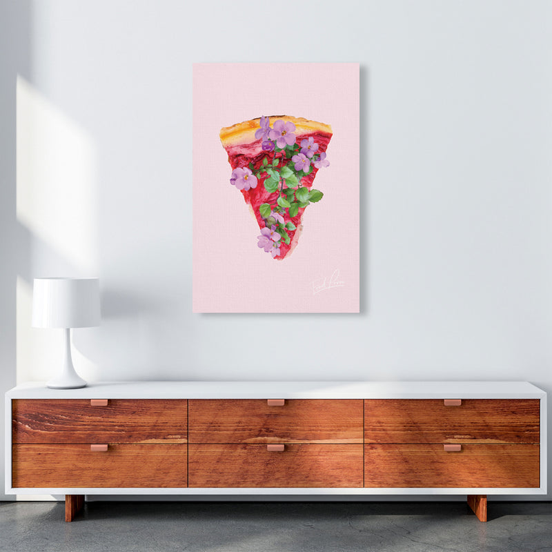 Pink Cherry Pie Floral Food Print, Framed Kitchen Wall Art A1 Canvas