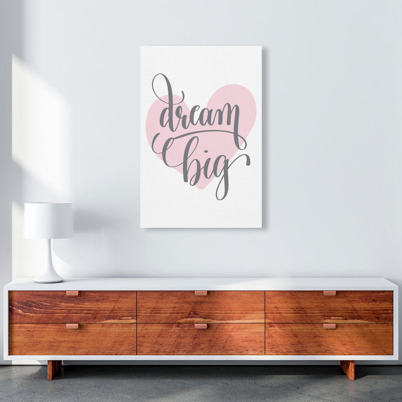 Dream Big Pink Heart Framed Nursey Wall Art Print A1 Canvas