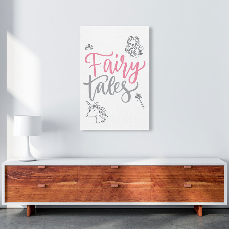 Fairy Tales Pink And Grey Framed Nursey Wall Art Print A1 Canvas