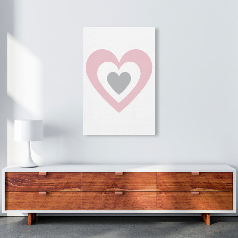 Pink And Grey Heart Modern Print A1 Canvas