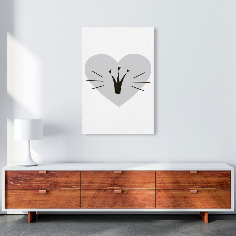 Crown With Grey Heart Framed Nursey Wall Art Print A1 Canvas