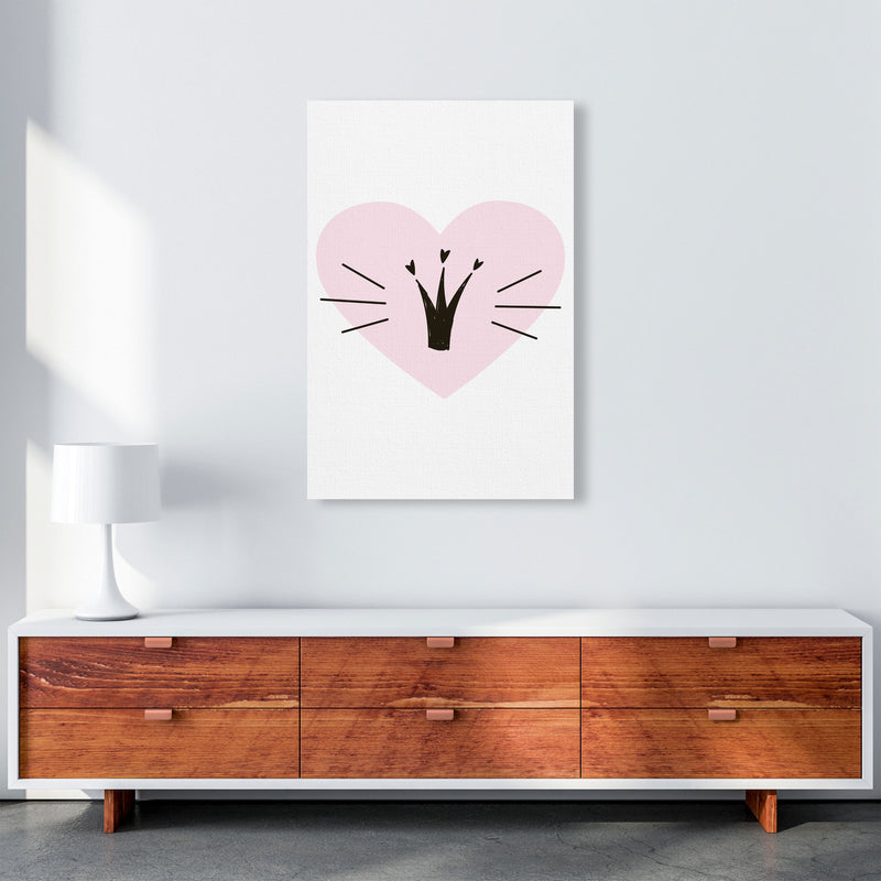Crown With Pink Heart Framed Nursey Wall Art Print A1 Canvas