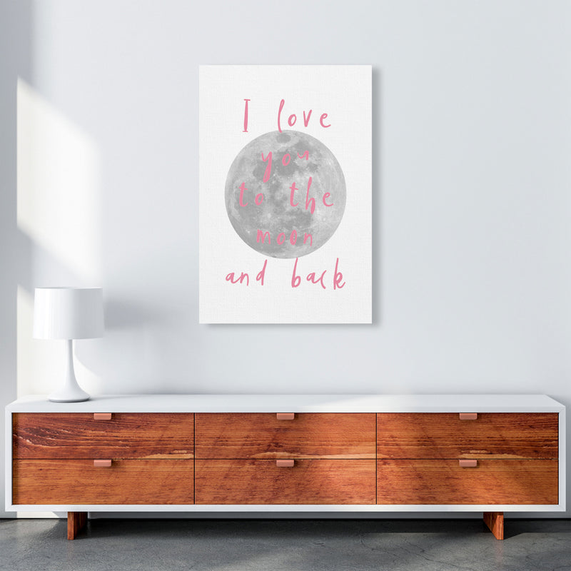 I Love You To The Moon And Back Pink Framed Typography Wall Art Print A1 Canvas