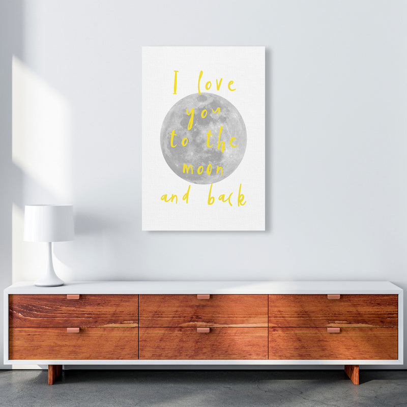 I Love You To The Moon And Back Yellow Framed Typography Wall Art Print A1 Canvas