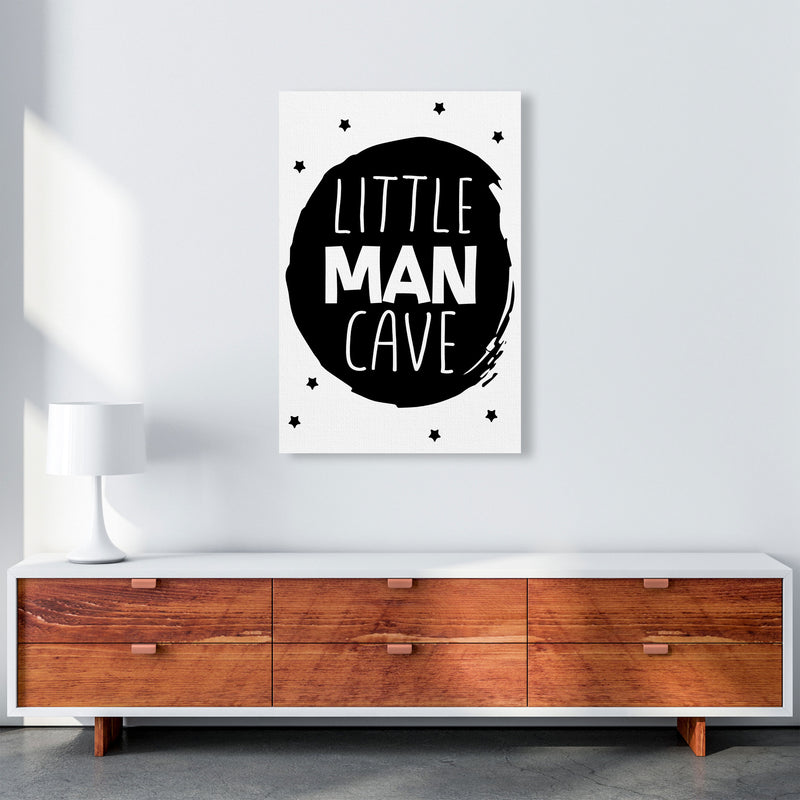 Little Man Cave Black Circle Framed Nursey Wall Art Print A1 Canvas