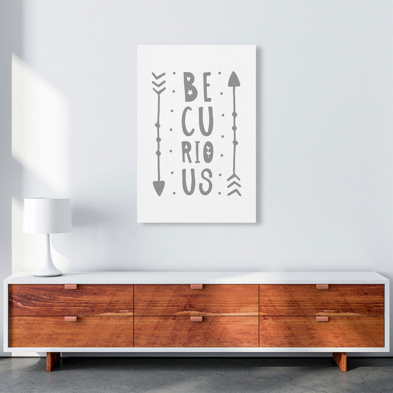 Be Curious Grey Framed Typography Wall Art Print A1 Canvas