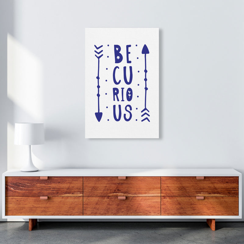 Be Curious Navy Framed Typography Wall Art Print A1 Canvas