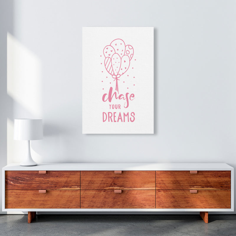 Chase Your Dreams Pink Framed Typography Wall Art Print A1 Canvas