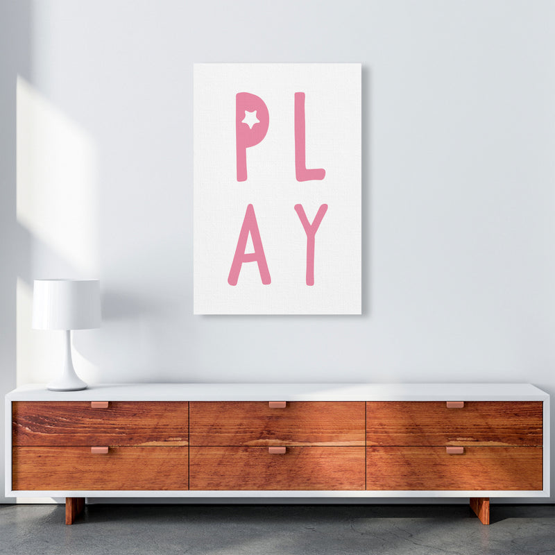 Play Pink Framed Typography Wall Art Print A1 Canvas