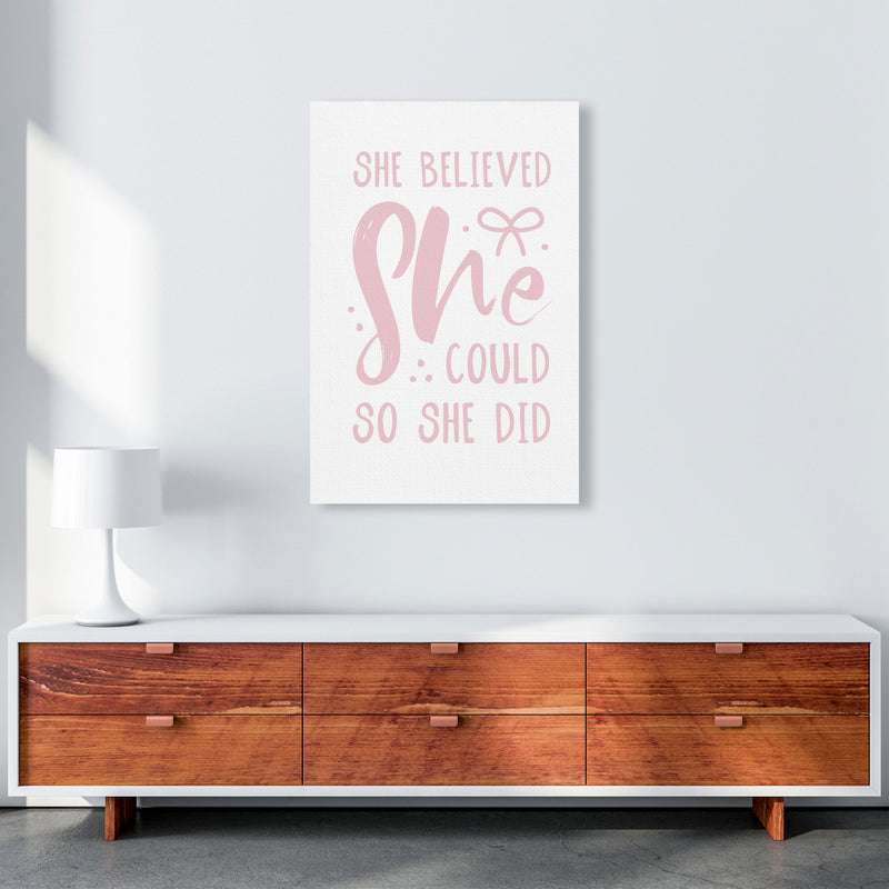 She Believed She Could So She Did Baby Pink Modern Print A1 Canvas