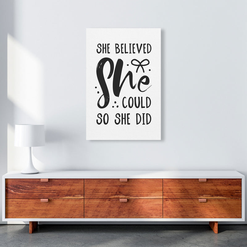She Believed She Could So She Did Black Modern Print A1 Canvas