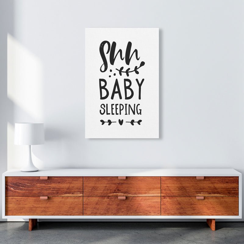 Shh Baby Sleeping Black Framed Nursey Wall Art Print A1 Canvas