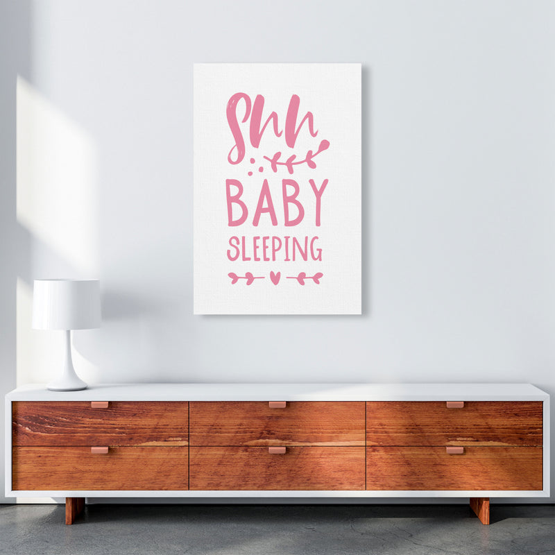 Shh Baby Sleeping Pink Framed Nursey Wall Art Print A1 Canvas